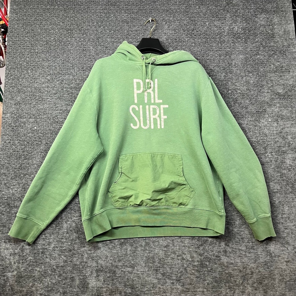 VTG Polo Ralph Lauren PRL SURF Hoodie Men's Green Ripstop Pocket Pullover - XL